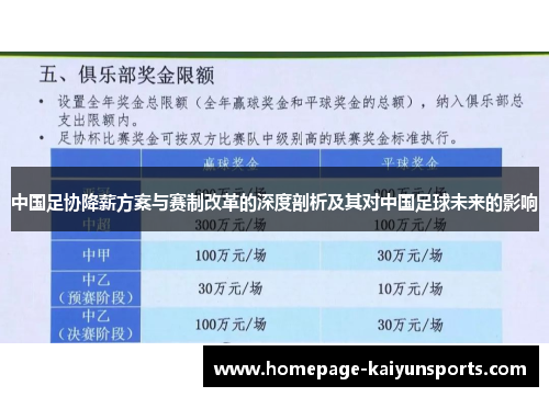 中国足协降薪方案与赛制改革的深度剖析及其对中国足球未来的影响 中国足协降薪方案与赛制改革的深度剖析及其对中国足球未来的影响