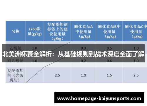 北美洲杯赛全解析:从基础规则到战术深度全面了解 北美洲杯赛全解析:从基础规则到战术深度全面了解